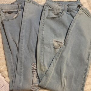 2PAIR -SHEIN Sky Blue Distressed Skinny Jeans for Men.